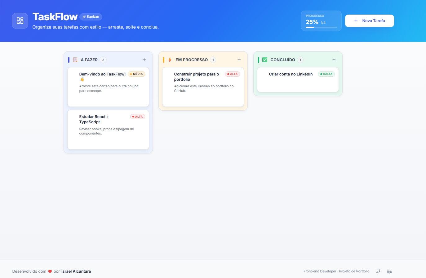 Tela do TaskFlow